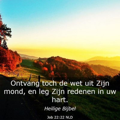 Picture 03 - Job 22:22 NLD - Ontvang toch de wet uit Zijn mond, en leg Zijn - Bible Verse Picture