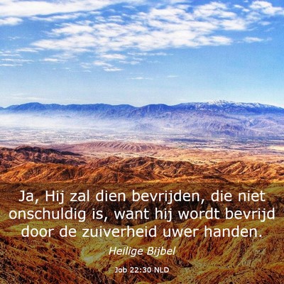 Picture 03 - Job 22:30 NLD - Ja, Hij zal dien bevrijden, die niet onschuldig - Bible Verse Picture