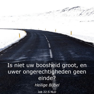 Picture 03 - Job 22:5 NLD - Is niet uw boosheid groot, en uwer - Bible Verse Picture