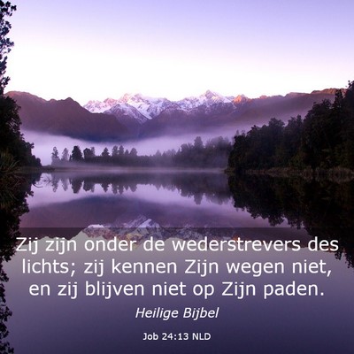 Picture 03 - Job 24:13 NLD - Zij zijn onder de wederstrevers des lichts; zij - Bible Verse Picture