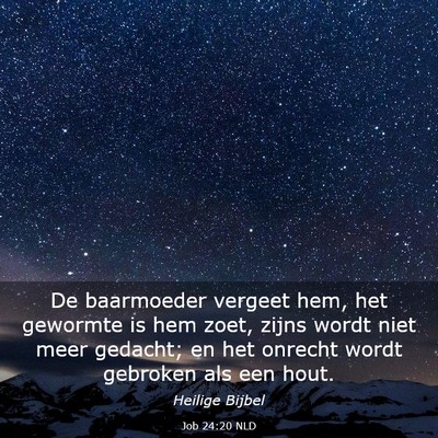 Picture 03 - Job 24:20 NLD - De baarmoeder vergeet hem, het gewormte is hem - Bible Verse Picture