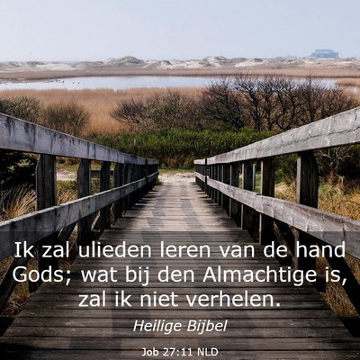 Picture 03 - Job 27:11 NLD - Ik zal ulieden leren van de hand Gods; wat bij - Bible Verse Picture