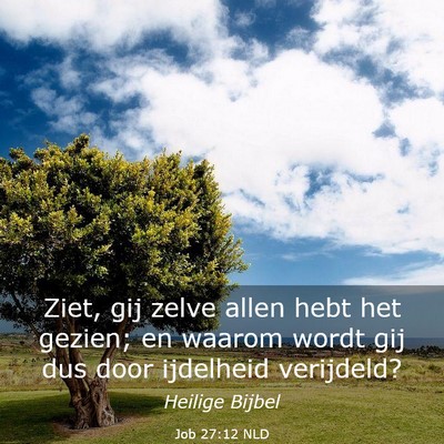 Picture 03 - Job 27:12 NLD - Ziet, gij zelve allen hebt het gezien; en waarom - Bible Verse Picture