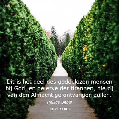 Picture 03 - Job 27:13 NLD - Dit is het deel des goddelozen mensen bij God, en - Bible Verse Picture