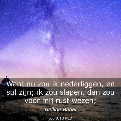 Picture 03 - Job 3:13 NLD - Want nu zou ik nederliggen, en stil zijn; ik zou - Bible Verse Picture