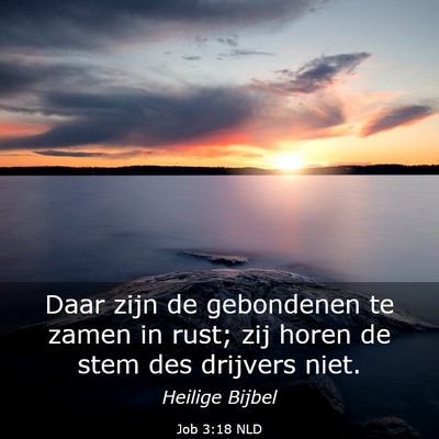 Picture 03 - Job 3:18 NLD - Daar zijn de gebondenen te zamen in rust; zij - Bible Verse Picture