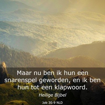 Picture 03 - Job 30:9 NLD - Maar nu ben ik hun een snarenspel geworden, en ik - Bible Verse Picture