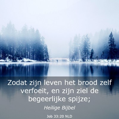 Picture 03 - Job 33:20 NLD - Zodat zijn leven het brood zelf verfoeit, en zijn - Bible Verse Picture