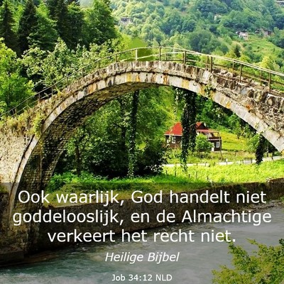 Picture 03 - Job 34:12 NLD - Ook waarlijk, God handelt niet goddelooslijk, en - Bible Verse Picture