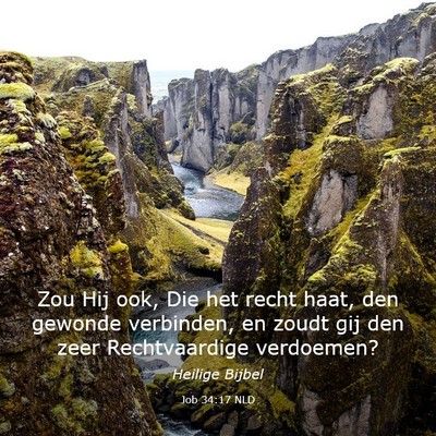 Picture 03 - Job 34:17 NLD - Zou Hij ook, Die het recht haat, den gewonde - Bible Verse Picture