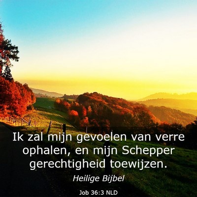 Picture 03 - Job 36:3 NLD - Ik zal mijn gevoelen van verre ophalen, en mijn - Bible Verse Picture