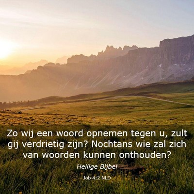 Picture 03 - Job 4:2 NLD - Zo wij een woord opnemen tegen u, zult gij - Bible Verse Picture