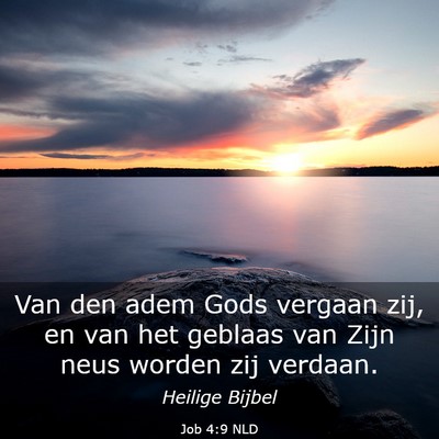 Picture 03 - Job 4:9 NLD - Van den adem Gods vergaan zij, en van het geblaas - Bible Verse Picture