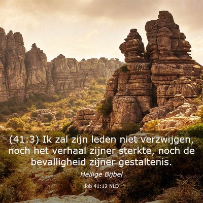 Picture 03 - Job 41:12 NLD - (41:3) Ik zal zijn leden niet verzwijgen, noch - Bible Verse Picture