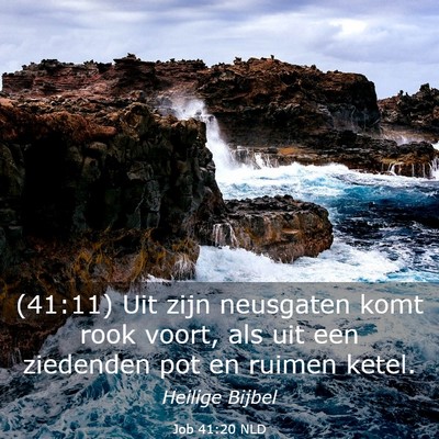 Picture 03 - Job 41:20 NLD - (41:11) Uit zijn neusgaten komt rook voort, als - Bible Verse Picture