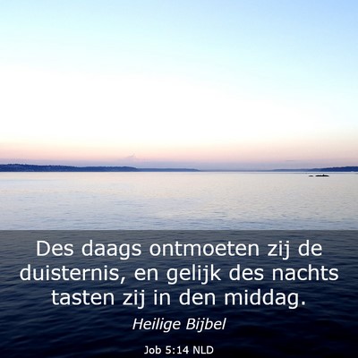 Picture 03 - Job 5:14 NLD - Des daags ontmoeten zij de duisternis, en gelijk - Bible Verse Picture