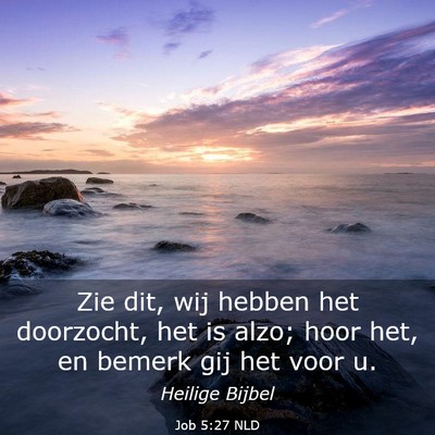 Picture 03 - Job 5:27 NLD - Zie dit, wij hebben het doorzocht, het is alzo; - Bible Verse Picture