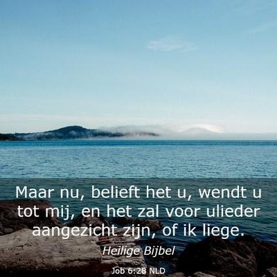 Picture 03 - Job 6:28 NLD - Maar nu, belieft het u, wendt u tot mij, en het - Bible Verse Picture