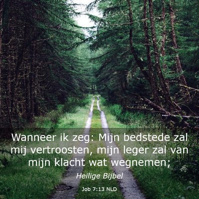 Picture 03 - Job 7:13 NLD - Wanneer ik zeg: Mijn bedstede zal mij - Bible Verse Picture