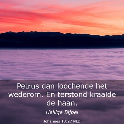 Picture 03 - Johannes 18:27 NLD - Petrus dan loochende het wederom. En terstond - Bible Verse Picture