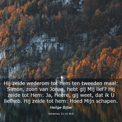 Picture 03 - Johannes 21:16 NLD - Hij zeide wederom tot hem ten tweeden maal: - Bible Verse Picture