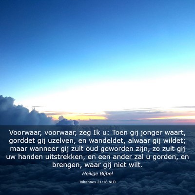 Picture 03 - Johannes 21:18 NLD - Voorwaar, voorwaar, zeg Ik u: Toen gij jonger - Bible Verse Picture