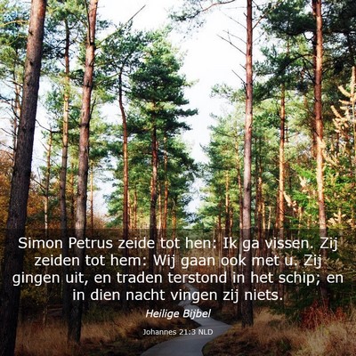 Picture 03 - Johannes 21:3 NLD - Simon Petrus zeide tot hen: Ik ga vissen. Zij - Bible Verse Picture