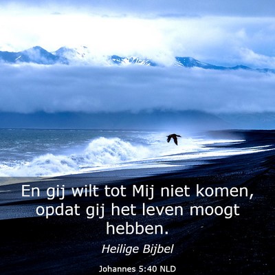 Picture 03 - Johannes 5:40 NLD - En gij wilt tot Mij niet komen, opdat gij het - Bible Verse Picture