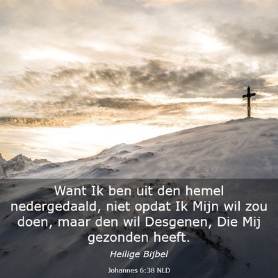 Picture 03 - Johannes 6:38 NLD - Want Ik ben uit den hemel nedergedaald, niet - Bible Verse Picture