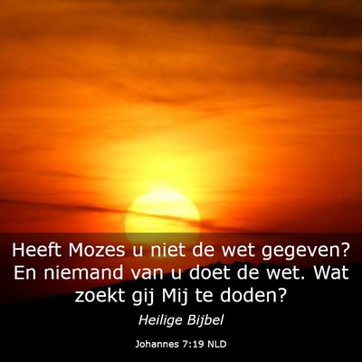 Picture 03 - Johannes 7:19 NLD - Heeft Mozes u niet de wet gegeven? En niemand van - Bible Verse Picture