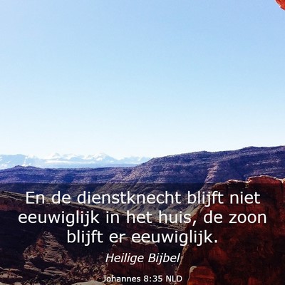 Picture 03 - Johannes 8:35 NLD - En de dienstknecht blijft niet eeuwiglijk in het - Bible Verse Picture