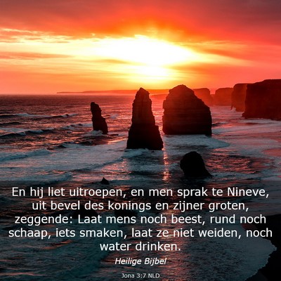 Picture 03 - Jona 3:7 NLD - En hij liet uitroepen, en men sprak te Nineve, - Bible Verse Picture