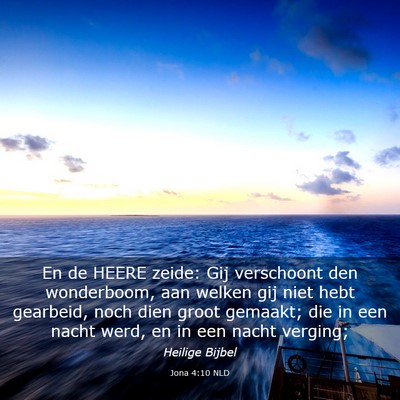 Picture 03 - Jona 4:10 NLD - En de HEERE zeide: Gij verschoont den wonderboom, - Bible Verse Picture