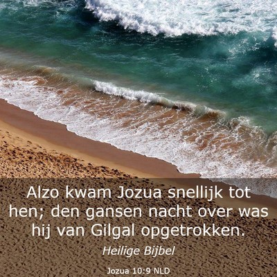 Picture 03 - Jozua 10:9 NLD - Alzo kwam Jozua snellijk tot hen; den gansen - Bible Verse Picture