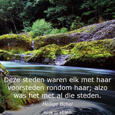 Picture 03 - Jozua 21:42 NLD - Deze steden waren elk met haar voorsteden rondom - Bible Verse Picture
