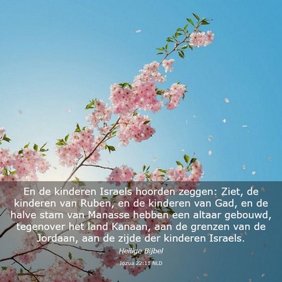 Picture 03 - Jozua 22:11 NLD - En de kinderen Israels hoorden zeggen: Ziet, de - Bible Verse Picture
