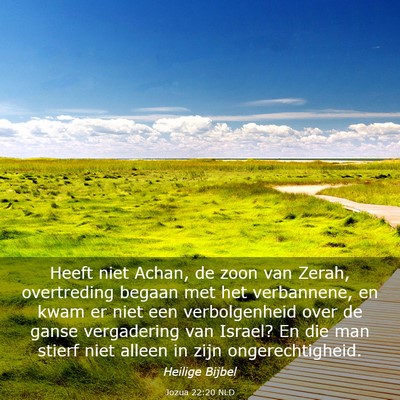 Picture 03 - Jozua 22:20 NLD - Heeft niet Achan, de zoon van Zerah, overtreding - Bible Verse Picture