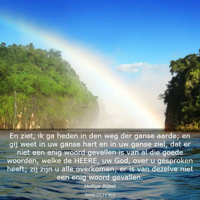 Picture 03 - Jozua 23:14 NLD - En ziet, ik ga heden in den weg der ganse aarde; - Bible Verse Picture