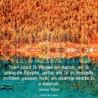 Picture 03 - Jozua 24:5 NLD - Toen zond Ik Mozes en Aaron, en Ik plaagde - Bible Verse Picture