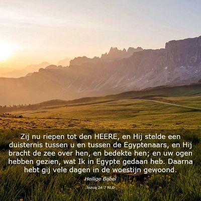 Picture 03 - Jozua 24:7 NLD - Zij nu riepen tot den HEERE, en Hij stelde een - Bible Verse Picture