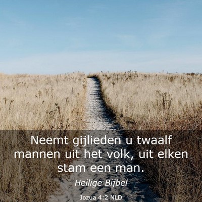 Picture 03 - Jozua 4:2 NLD - Neemt gijlieden u twaalf mannen uit het volk, uit - Bible Verse Picture