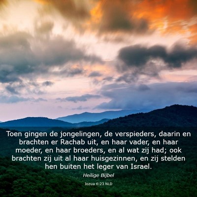 Picture 03 - Jozua 6:23 NLD - Toen gingen de jongelingen, de verspieders, - Bible Verse Picture