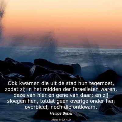 Picture 03 - Jozua 8:22 NLD - Ook kwamen die uit de stad hun tegemoet, zodat - Bible Verse Picture