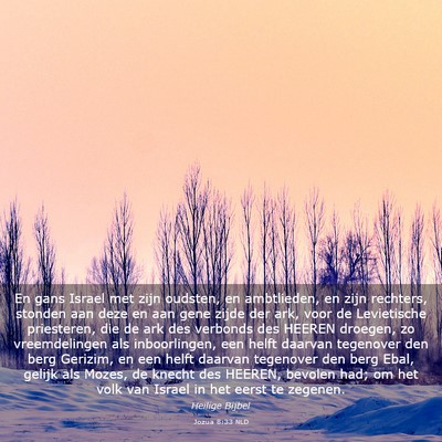 Picture 03 - Jozua 8:33 NLD - En gans Israel met zijn oudsten, en ambtlieden, - Bible Verse Picture