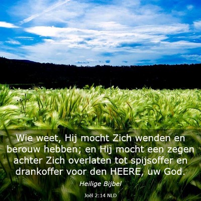 Picture 03 - Joël 2:14 NLD - Wie weet, Hij mocht Zich wenden en berouw hebben; - Bible Verse Picture