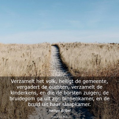 Picture 03 - Joël 2:16 NLD - Verzamelt het volk, heiligt de gemeente, - Bible Verse Picture