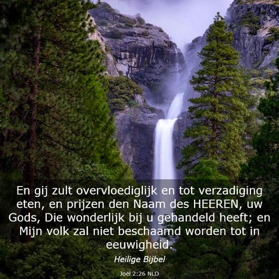 Picture 03 - Joël 2:26 NLD - En gij zult overvloediglijk en tot verzadiging - Bible Verse Picture