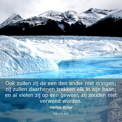 Picture 03 - Joël 2:8 NLD - Ook zullen zij de een den ander niet dringen; zij - Bible Verse Picture