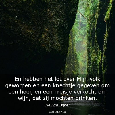 Picture 03 - Joël 3:3 NLD - En hebben het lot over Mijn volk geworpen en een - Bible Verse Picture