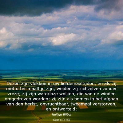 Picture 03 - Judas 1:12 NLD - Dezen zijn vlekken in uw liefdemaaltijden, en als - Bible Verse Picture